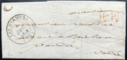 MARQUE POSTALE LES HERBIERS VENDEE POUR BOURBON / 3 DEC 1847 / LAC / PORT PAYE P.P. EN ROUGE / LA VERGNAIE - 1801-1848: Precursori XIX