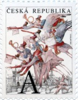 Czech Rep. / Stamps (2015) 0841: Dusan Kallay "The Flying Post Office" (Charles Bridge, Storks, Postal Elves) - Bridges