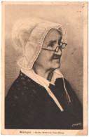 Folklore - Costume : Bretagne : Ancien Bonnet De Saint Brieuc - Coiffe Bretonne :  Femme à Lunette - Costumi