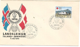 Iceland 1970  Special Cover  With Laxfoss And Daula, Mi 435   Cover Landsleikur - Cancelled 7.VII.1970 - Covers & Documents