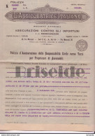 *PREZZO SCONTATO* L'ASSICURATRICE ITALIANA MILANO POLIZZA ASSICURAZIONI CONTRO GLI INFORTUNI 1910 AGENZIA PESARO - Non Classés