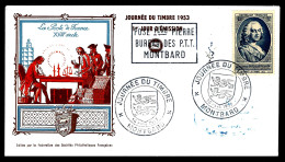 FDC 1953 - JOURNEE DU TIMBRE - COMTE D'ARGENSON - MONTBARD - 1950-1959