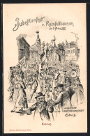 Lithographie Coburg, Scherzkarte Jubelturnfest In Reinfallhausen 1901, Einzug  - Other & Unclassified