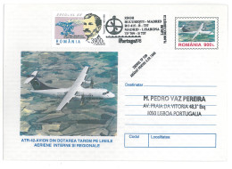 COV 75 - 303-a AIRPLANE, Flight, Bucuresti-Madrid-Lisabona, Romania, Spain, Portugal - Cover - Used - 1998 - Lettres & Documents