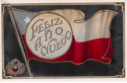 Chili - N°79093 - Feliz Ano Nuevo - Drapeau - Carte Avec Paillettes Et Un Bel Affranchissement - Chile