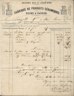 1865 - Allier - Lettre Facture Cancalon François Fils & Neveu - Fabrique De Produits Céramiques  Voir (3 Scans). - 1800 – 1899