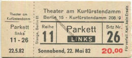 Deutschland - Berlin - Theater Am Kurfürstendamm - Eintrittskarte 1982 - Toegangskaarten