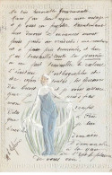 Illustrateur - N°80236 - Genre Mucha - Jeune Femme Au Milieu D'herbes Hautes - Carte Gaufrée - Mucha, Alphonse