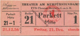 Deutschland - Berlin - Theater Am Kurfürstendamm - Eintrittskarte 1956 - Tickets D'entrée