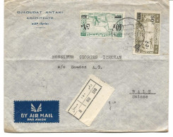 LETTRE RECOMMANDEE PAR AVION POUR LA SUISSE 1950 AVEC 2 TIMBRES - Siria