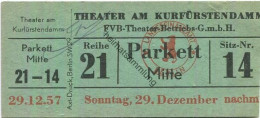 Deutschland - Berlin - Theater Am Kurfürstendamm - Eintrittskarte 1957 - Tickets - Entradas