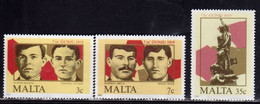 MALTA 1985 UPRISING 66 ANNIVERSARY MARTYRS GUZEPPI BAJADA MANWELD ATTARD MARTIRI RIVOLTA COMPLETE SET SERIE COMPLETA MNH - Malte