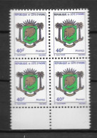 1974 - N° 373**MNH - Armoiries - Bloc De 4 - 3 - Costa De Marfil (1960-...)