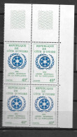 1974 - N° 374 **MNH - Année Mondiale De La Population - Bloc De 4 - 2 - Costa D'Avorio (1960-...)