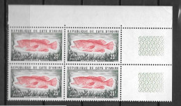 1974 - N° 366**MNH - Poisson - Pliure En Haut à Droite - Bloc De 4 - 2 - Costa D'Avorio (1960-...)