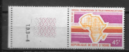 1971 - N° 319**MNH - Réseau Panafricain Des Télécommunications - 1 - Ivory Coast (1960-...)