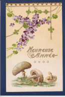 CPA 1 Euro Champignon Mushroom Prix De Départ 1 Euro Circulée Gaufrée Embossed Violettes - Mushrooms