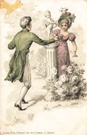 COUPLES - Couple - Dans Le Jardin - Autour De Cupidon - Carte Postale Ancienne - Parejas