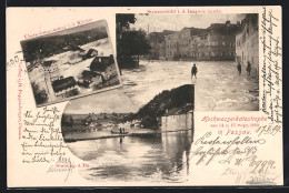 AK Passau, Überschwemmung I. D. Klanse, Hochwasser I. D. Innpromenade  - Inundaciones