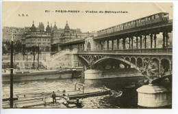 CPA  9 X 14  PARIS-Passy  Viaduc Du Métropolitain   Rame Passant Au Dessus Des Péniches - Pariser Métro, Bahnhöfe
