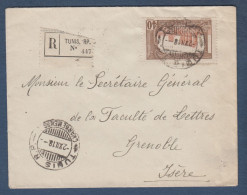 Lettre  Recommandée  De TUNIS RP  CHARGEMENTS I  1918 - Storia Postale