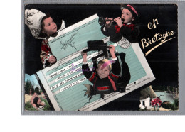 EN BRETAGNE - Télégramme Folklore Enfant Costume Et Coiffe Trompette Chapeau 1961 - Bretagne