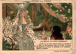 CHROMO ALCOOL DE MENTHE DE RICQLES LES CONTES DE FEES LA BELLE AU BOIS DORMANT DESSIN DE GERBAULT - Otros & Sin Clasificación