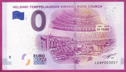 0-Euro LEAP 2019-1 HELSINKI TEMPPELIAUKION KIRKKO - ROCK CHURCH 50 YEARS - Essais Privés / Non-officiels