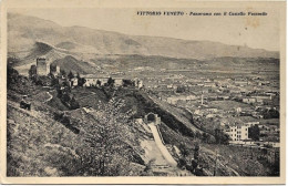 1926-Treviso Vittorio Veneto Panorama Con Il Castello Vescovile, Viaggiata - Treviso