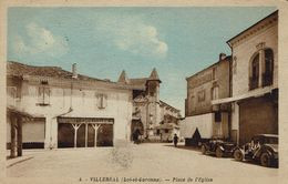 47-VILLEREAL-PLACE DE L'EGLISE-AUTOMOBILES VINTAGE-CHAUSSURES BARRIAT-NOUVELLES GALERIES - Villeneuve Sur Lot