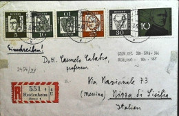 1962-Germania Berlino Lettera Raccomandata Per L'Italia Con Affrancatura Multipl - Storia Postale