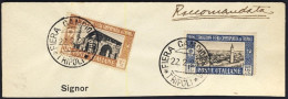 1927-(F=on Piece) Libia Grosso Frammento Di Raccomandata Affrancato Con 60c. + L - Libyen