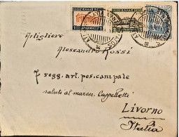 1934-Grecia Busta Diretta A Livorno Con Affrancatura Composta Da 3 Valori - Otros & Sin Clasificación