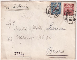 1936-Cina Lettera Da Tientsin Per Brescia Via Siberia Affrancata 15c.+20c. Mieti - 1912-1949 República