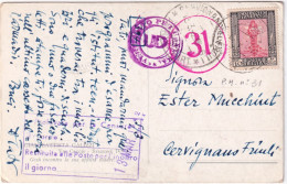 1942-Libia  Cartolina Per Cervignano Friuli Con Vari Timbri Di Censura - Libyen