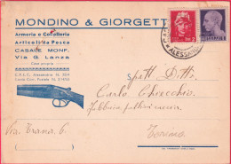 1946-intestazione Pubblicitaria Mondino & Giorgetti Armeria E Coltelleria Casale - Alessandria