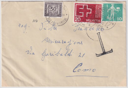 1964-Svizzera Lettera Tassata Per Como Con Segnatasse L.30 - Storia Postale
