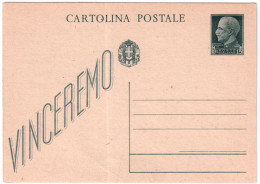 1942-cartolina Postale 15c. Vinceremo Formato Piccolo Cat.Filagrano C 97 - Entiers Postaux