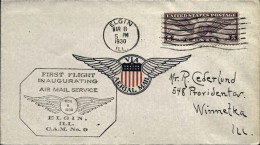 1930-U.S.A. Con Cachet Figurato I^volo Inaugurale Elgin Ill.-C.A.M.n.9 - 1c. 1918-1940 Cartas & Documentos