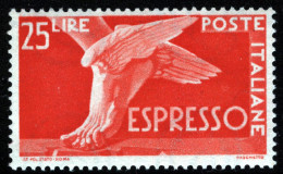 1945-Italia (MNH=**) Espresso L.25 Con Posizione Pregiata Di Filigrana "Capovolt - 1946-60: Nieuw/plakker