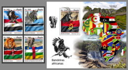 ANGOLA 2019 MNH African Flags Afrikanische Fahnen Drapeaux Africains 4v+S/S - OFFICIAL ISSUE - DH1924 - Sellos