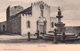 1910ca.-Messina Taormina Il Duomo E La Fontana - Messina