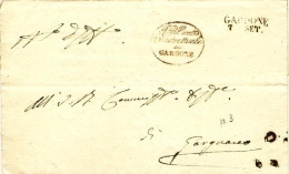 1847-piego Con Testo Diretto A Gargnano Ovale Rosso I.R.Comm.io Distrettuale In  - 1. ...-1850 Prephilately