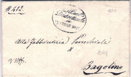 1837-piego Con Testo Bollo Ovale I.R.Com.distrettuale In Vestone (Brescia) - 1. ...-1850 Prefilatelia