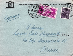 1956-espresso Busta UNESCO Commissione Nazionale Italiana Annullo Gavinara Pisto - 1946-60: Marcophilie