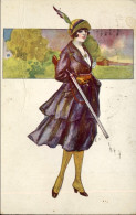 1917-Giovane Cacciatrice Armata Di Doppietta E Con Cinturone Di Cartucce, Viaggi - Fashion
