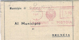 1949-piego Comunale In Partenza Da Brescia Con Affrancatura L.10 Arancio Democra - Franking Machines (EMA)