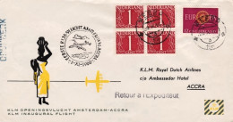1960-Holland Nederland Olanda Busta Della Klm Variamente Affrancata I^volo Inaug - Correo Aéreo