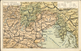 1930circa-cartina Geografica Dallo Spluga Al Quarnero - Cartes Géographiques