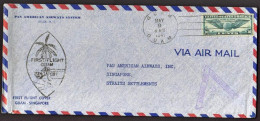 1941-U.S.A. I^volo "Guam-Singapore"+cachet Figurato - 1c. 1918-1940 Cartas & Documentos